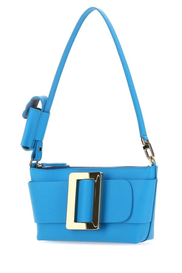 Boyy Woman Light Blue Leather Buckle Shoulder Bag