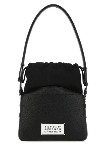Maison Margiela Woman Black Leather And Fabric 5Ac Bucket Bag