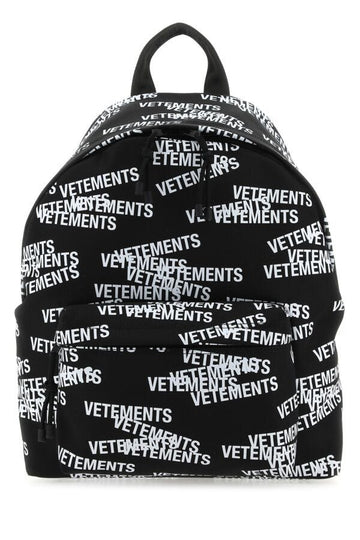 Vetements Man Black Nylon Backpack