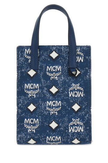 Mcm Unisex Embroidered Canvas Aren Handbag