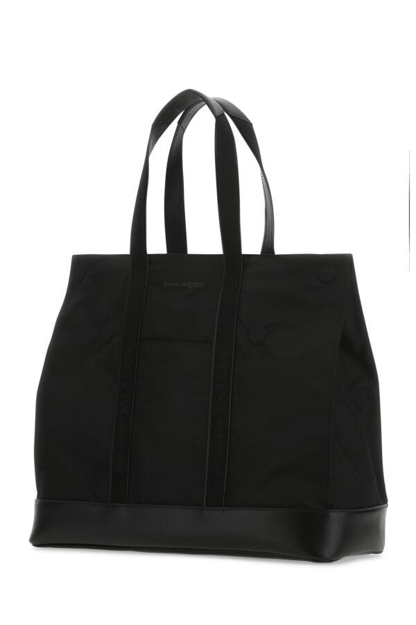 Alexander Mcqueen Man Black Fabric Shopping Bag