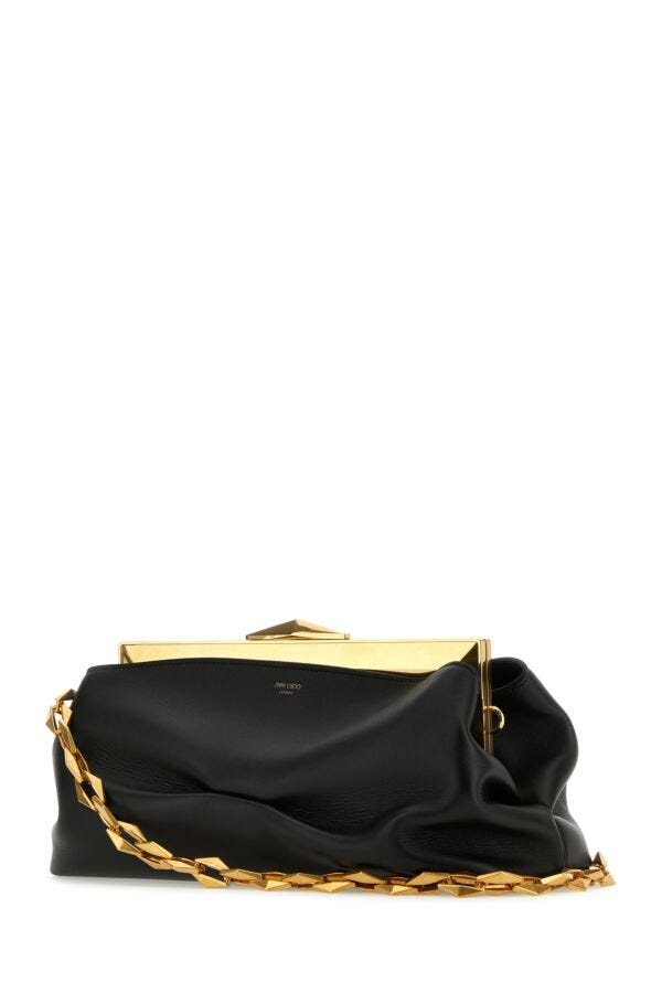 Jimmy Choo Woman Black Leather Diamond Frame Shoulder Bag