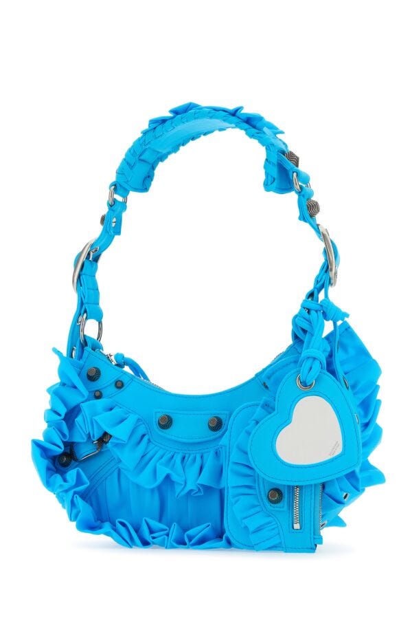 Balenciaga Woman Turquoise Fabric Le Cagole Xs Shoulder Bag