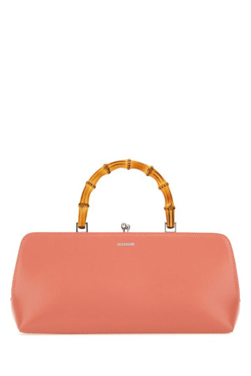 Jil Sander Woman Salmon Leather Small Goji Bamboo Handbag