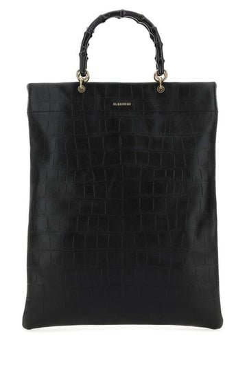 Jil Sander Woman Black Leather Medium Shopping Bag