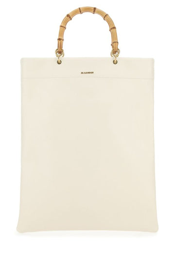 Jil Sander Woman Ivory Leather Medium Shopping Bag
