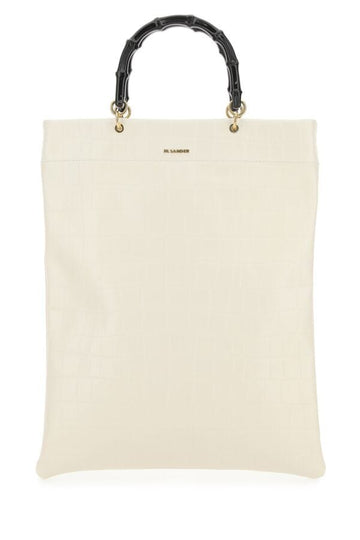Jil Sander Woman Ivory Leather Medium Shopping Bag