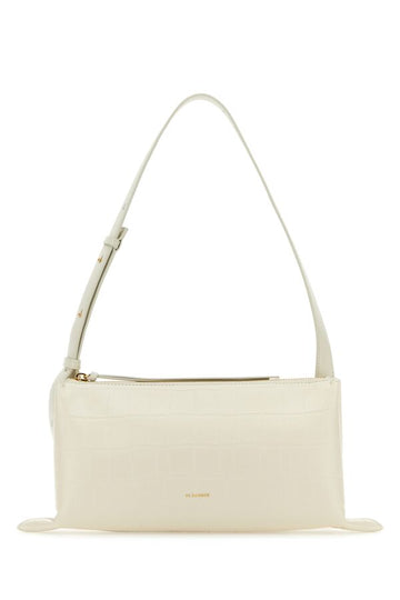 Jil Sander Woman Ivory Leather Small Empire Shoulder Bag