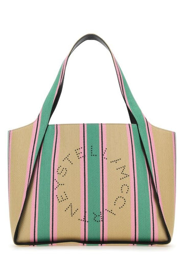 Stella Mccartney Woman Embroidered Raffia Stella Logo Shopping Bag