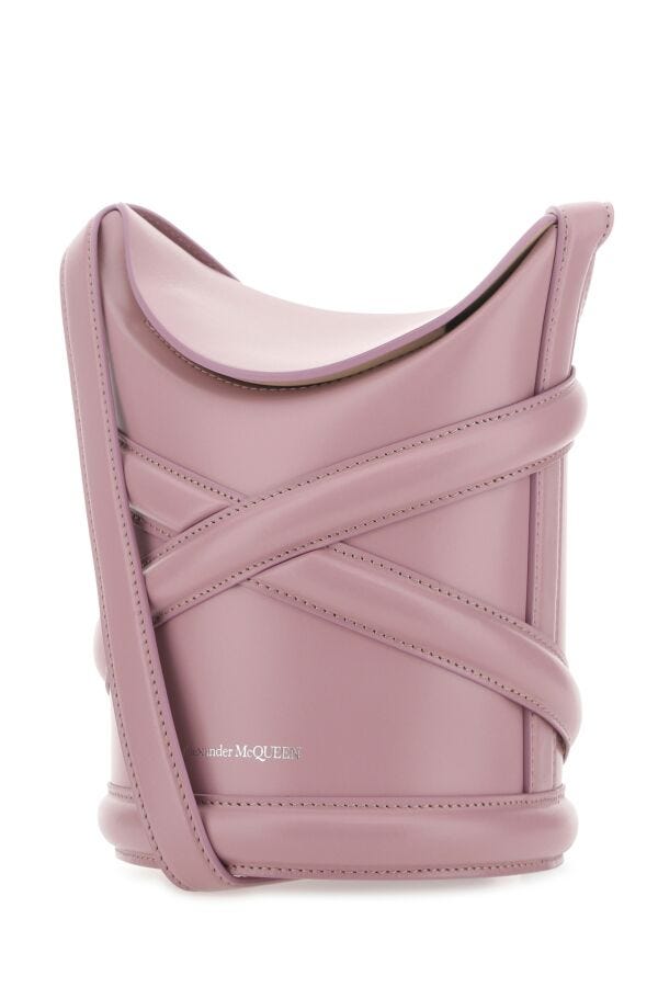 Alexander Mcqueen Woman Dark Pink Leather The Curve Bucket Bag