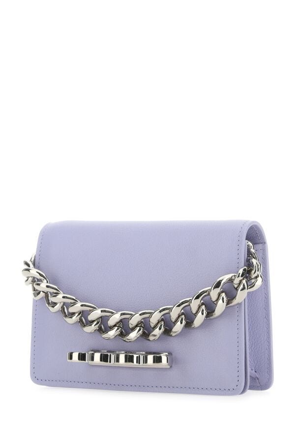 Alexander Mcqueen Woman Lilac Leather Mini The Four Ring Handbag