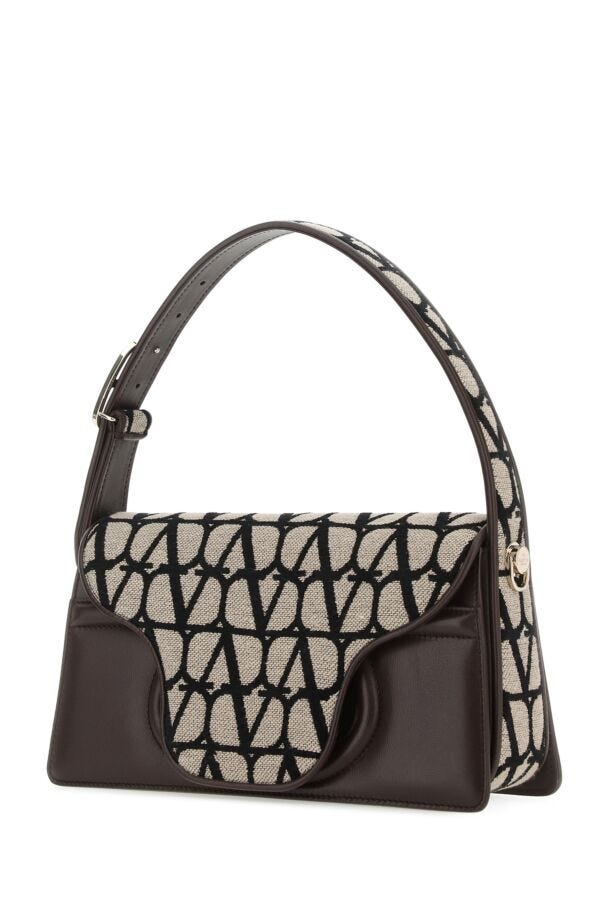 Valentino Garavani Woman Toile Iconographe And Leather Le Grand Deuxieme Shoulder Bag