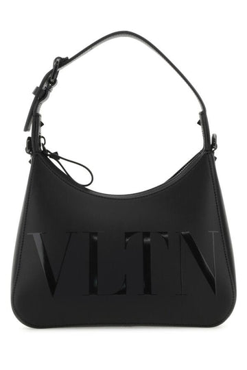 Valentino Garavani Man Black Leather Vltn Handbag