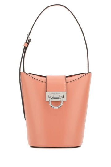 Salvatore Ferragamo Woman Pastel Light Blue Leather Bucket Bag
