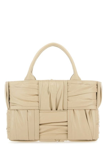 Bottega Veneta Woman Beige Leather Mini Arco Handbag