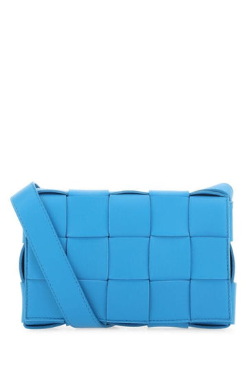 Bottega Veneta Woman Turquoise Leather Small Cassette Crossbody Bag