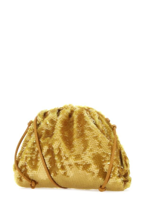 Bottega Veneta Woman Ochre Sequins Mini Pouch Clutch