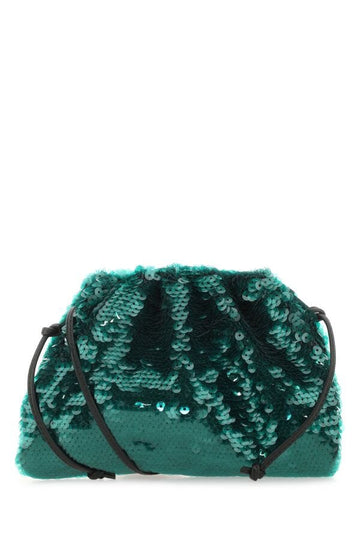Bottega Veneta Woman Petrol Blue Sequins Mini Pouch Clutch