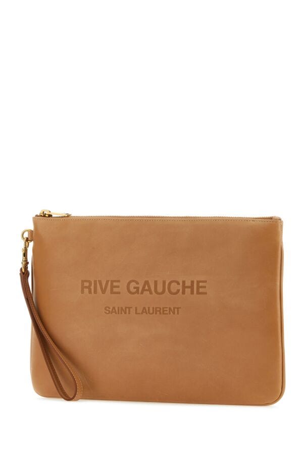 Saint Laurent Man Camel Leather Clutch