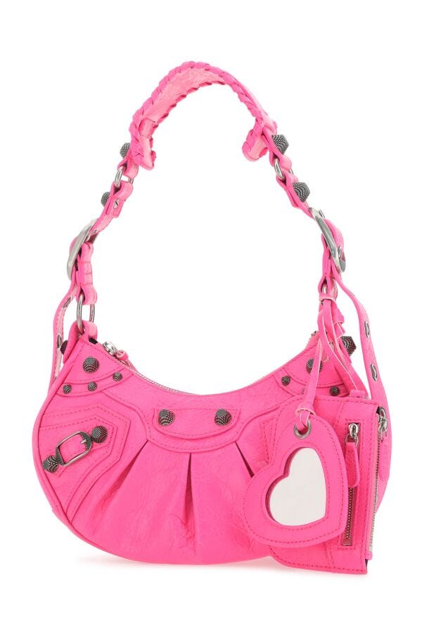 Balenciaga Woman Fluo Pink Nappa Leather Le Cagole Xs Shoulder Bag