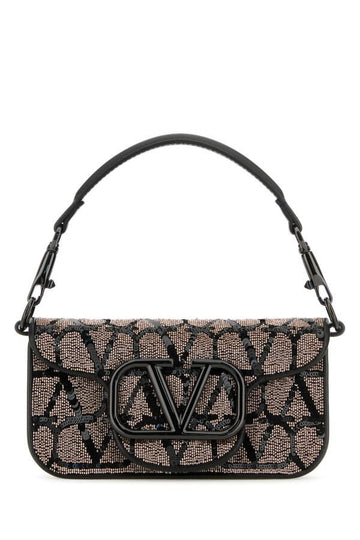 Valentino Garavani Woman Embellished Leather Small Locã² Handbag
