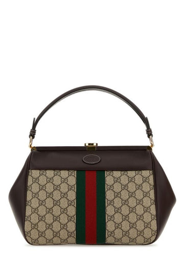 Gucci Woman Gg Supreme Fabric And Leather Handbag