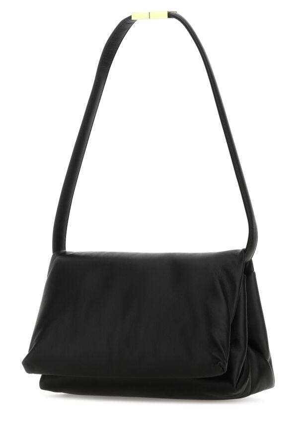 Marni Woman Black Leather Prisma Shoulder Bag