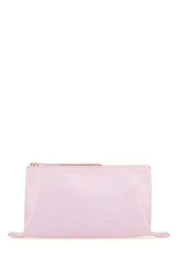 Jil Sander Woman Pastel Pink Leather Medium Clutch