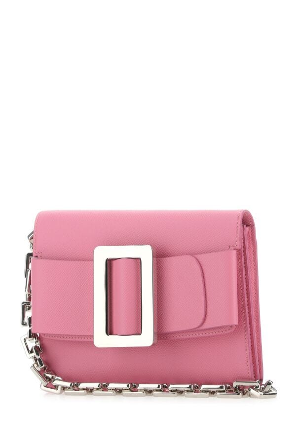 Boyy Woman Pink Leather Buckle Travel Shoulder Bag