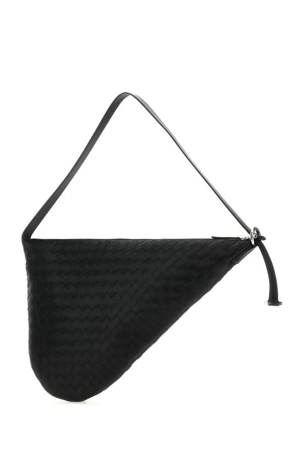 Bottega Veneta Man Black Leather Virgule Shoulder Bag