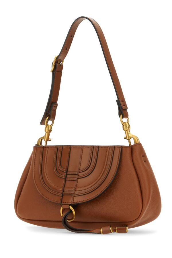 Chloe Woman Brown Leather Small Marcie Clutch