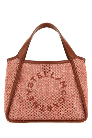 Stella Mccartney Woman Pink Raffia Stella Logo Shoulder Bag