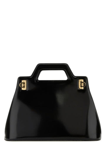 Salvatore Ferragamo Woman Black Leather Wanda M Handbag