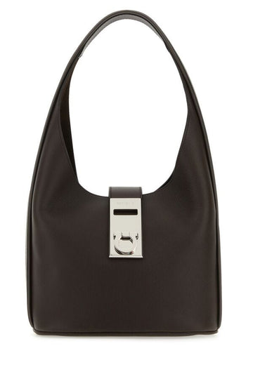 Salvatore Ferragamo Woman Dark Brown Leather Medium Hobo Handbag