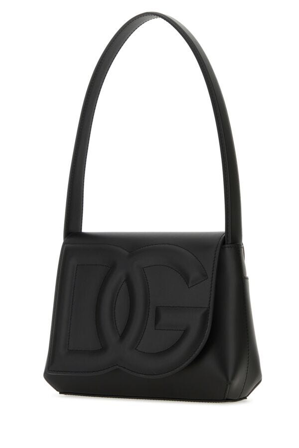 Dolce & Gabbana Woman Black Leather Dg Logo Shoulder Bag