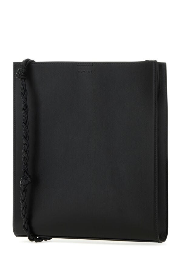 Jil Sander Man Black Leather Tangle Shoulder Bag