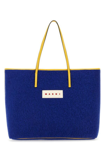 Marni Man Blue Felt Small Janus Shopping Bag