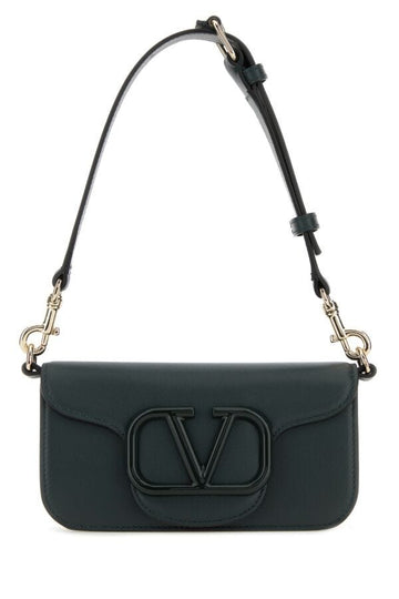 Valentino Garavani Man Dark Green Leather Mini Locã² Shoulder Bag