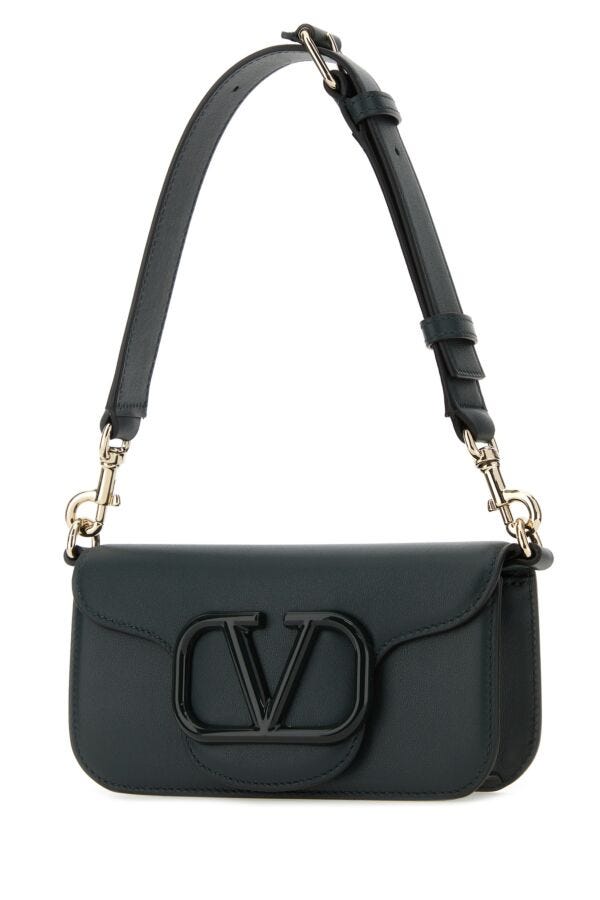 Valentino Garavani Man Dark Green Leather Mini Locã² Shoulder Bag