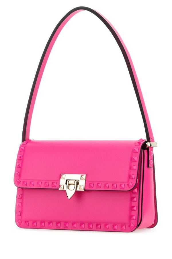 Valentino Garavani Woman Pink Pp Leather Rockstud Shoulder Bag