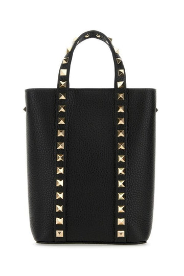 Valentino Garavani Woman Black Leather Rockstud Handbag