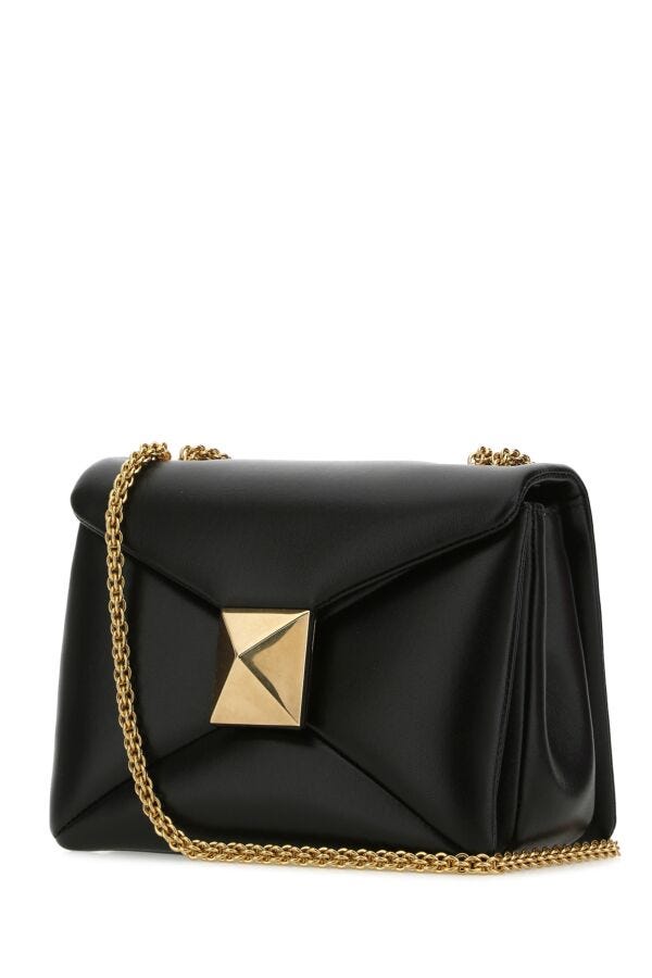 Valentino Garavani Woman Black Nappa Leather One Stud Shoulder Bag