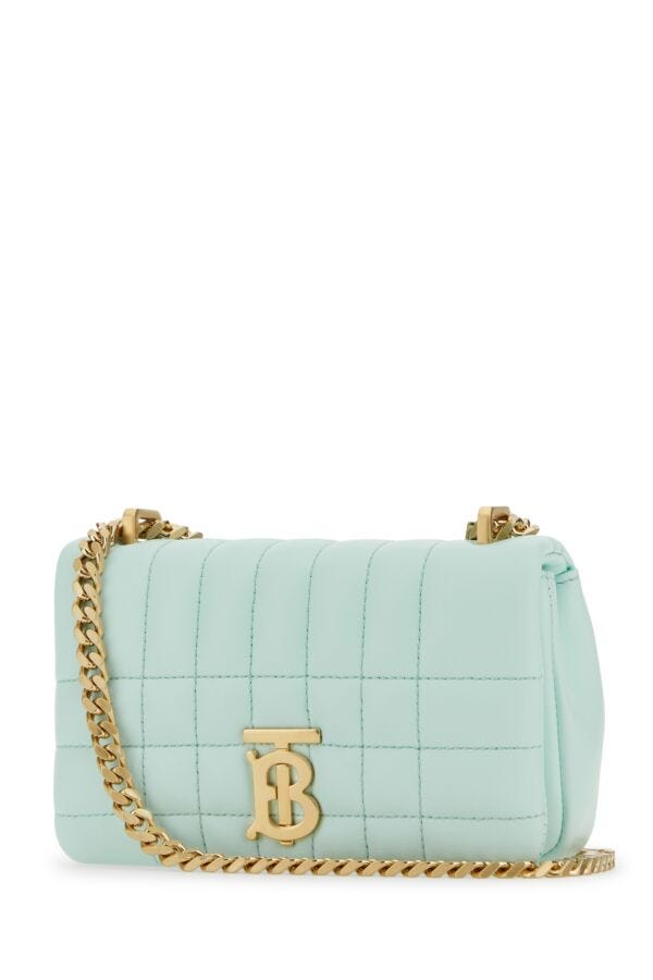 Burberry Woman Pastel Light-Blue Leather Mini Lola Shoulder Bag