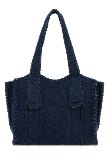 Chloe Woman Dark Blue Denim Medium Mony Shopping Bag