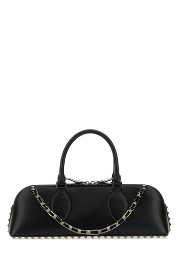 Valentino Garavani Woman Black Leather Rockstud East-West Handbag