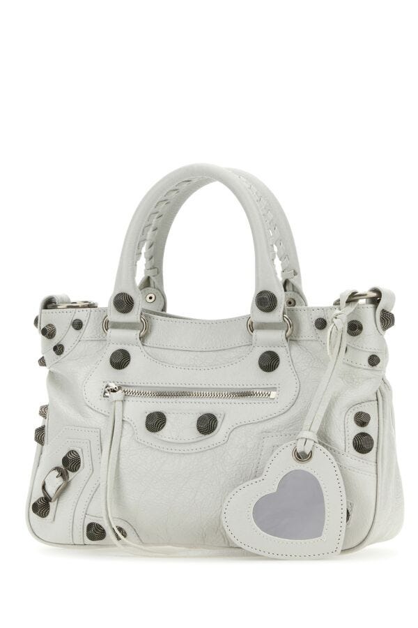 Balenciaga Woman White Nappa Leather Neo Cagole Tote M Handbag