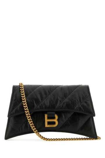 Balenciaga Woman Black Leather Crush Xs Shoulder Bag