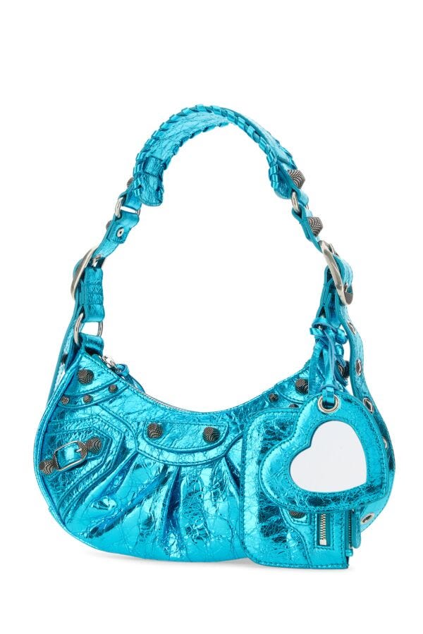 Balenciaga Woman Turquoise Nappa Leather Le Cagole Xs Shoulder Bag