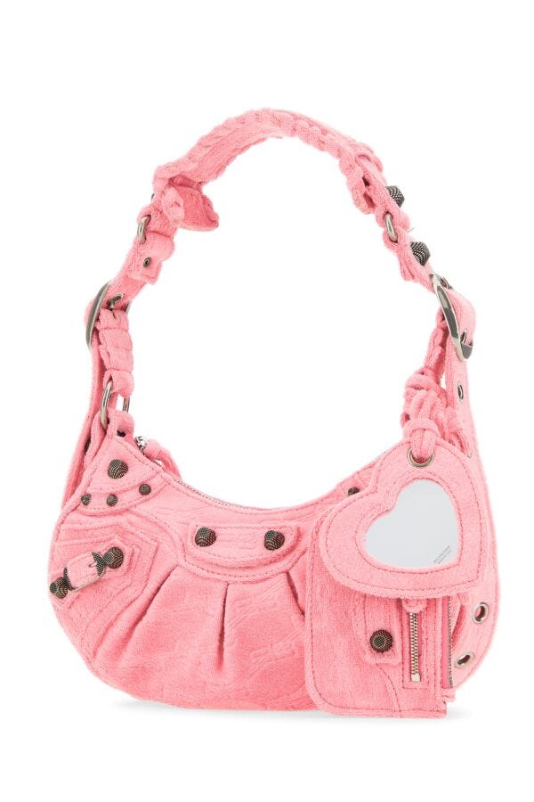 Balenciaga Woman Pink Terry Fabric Le Cagole Xs Shoulder Bag