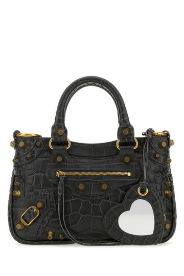 Balenciaga Woman Charcoal Leather Neo Cagole S Handbag